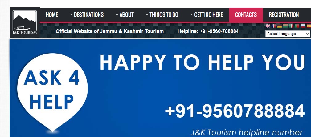 kashmir tourism department contact number